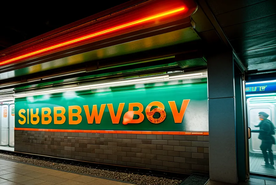 Das Schild der U-Bahn Station Westfriedhof in München bei Dämmerung.