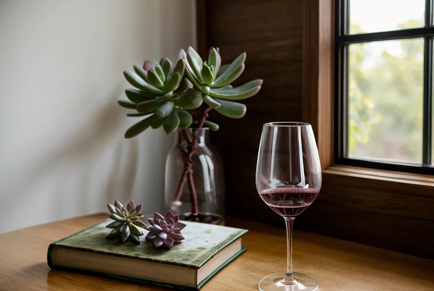 Ein symbolisches leeres Glas auf einem Regal in einer hellen Wohnung.