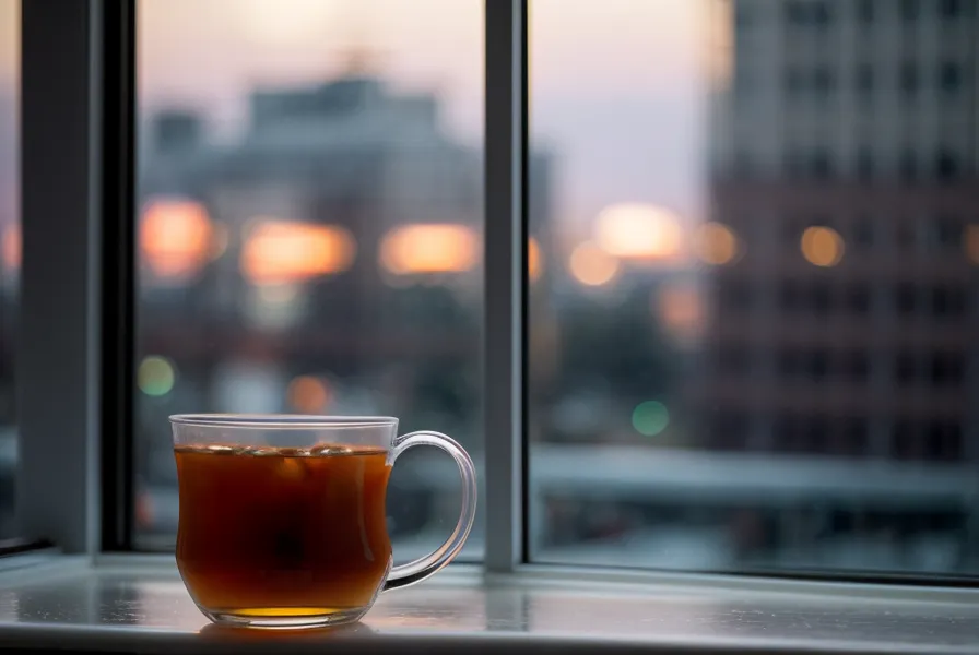 Abendstimmung in München-Neuhausen mit Blick aus dem Fenster und einer Tasse Tee.