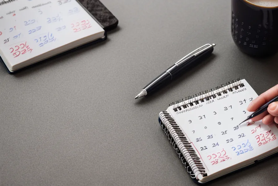Ein handgeschriebener Kalender mit schwarzen Punkten zur Markierung von Rückfall-Triggern.