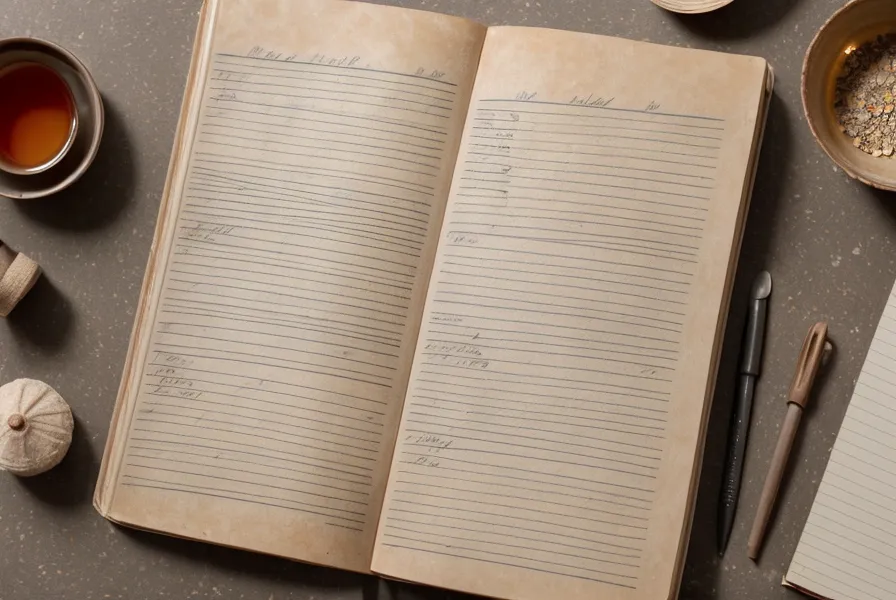 Notizbuch mit dem Begriff Trennungsvermögen neben einer Tasse Tee.